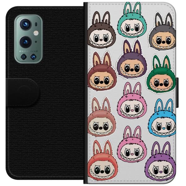 OnePlus 9 Pro Tegnebogsetui Labubu Macaron Monster - Nuttet Samlefigur med Stil