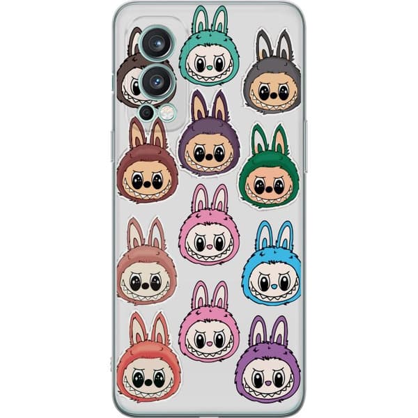 OnePlus Nord 2 5G Gjennomsiktig deksel Labubu Macaron Monster - Søt Samlefigur med Stil