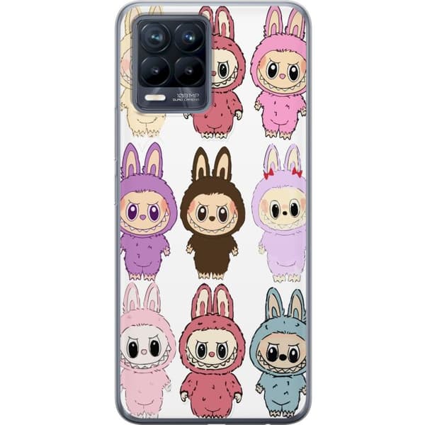 Realme 8 Gennemsigtig cover Labubu Pink Monster - Popkunst med Kawaii-touch