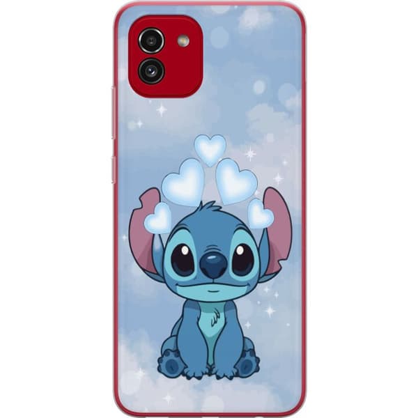 Samsung Galaxy A03 Genomskinligt Skal Stitch Hoppande Glädje – Rolig Design för Present
