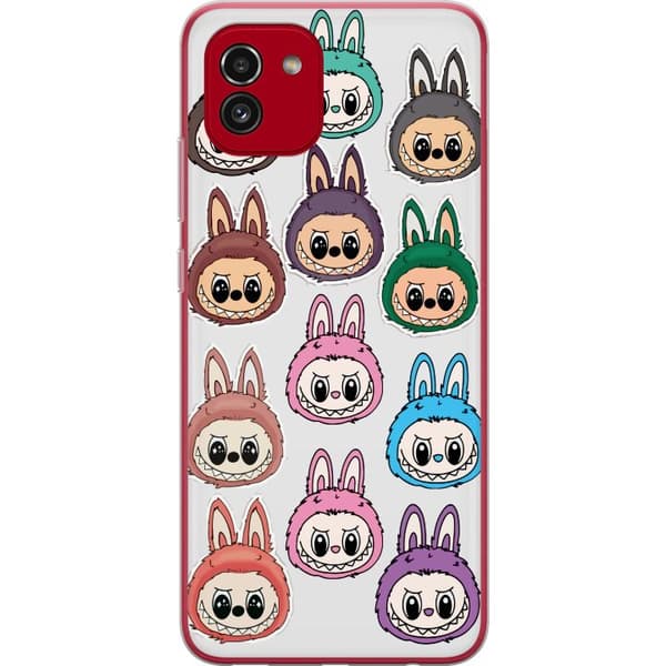 Samsung Galaxy A03 Gjennomsiktig deksel Labubu Macaron Monster - Søt Samlefigur med Stil