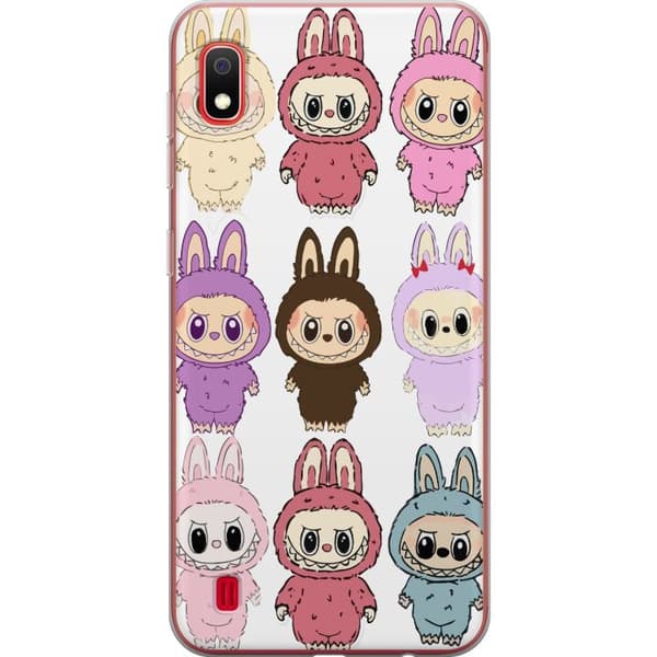 Samsung Galaxy A10 Gennemsigtig cover Labubu Pink Monster - Popkunst med Kawaii-touch