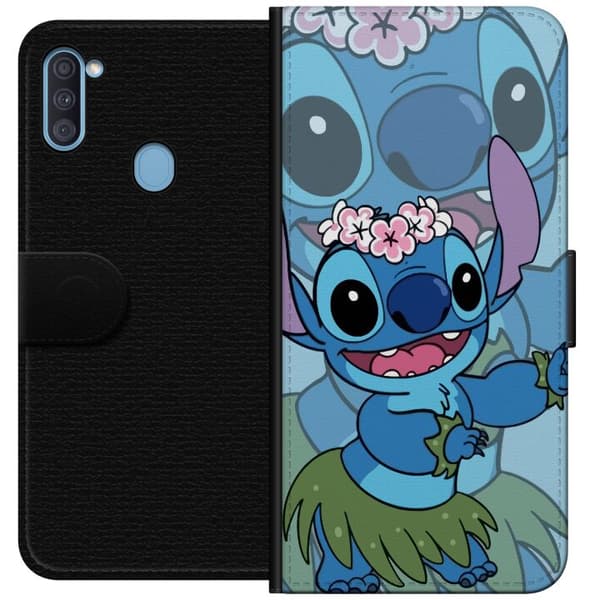 Samsung Galaxy A11 Lommeboketui Stitch under stjernene - Magisk Anime-stil