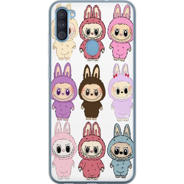 Samsung Galaxy A11 Gjennomsiktig deksel Labubu Pink Monster - Popkunst med Kawaii-touch