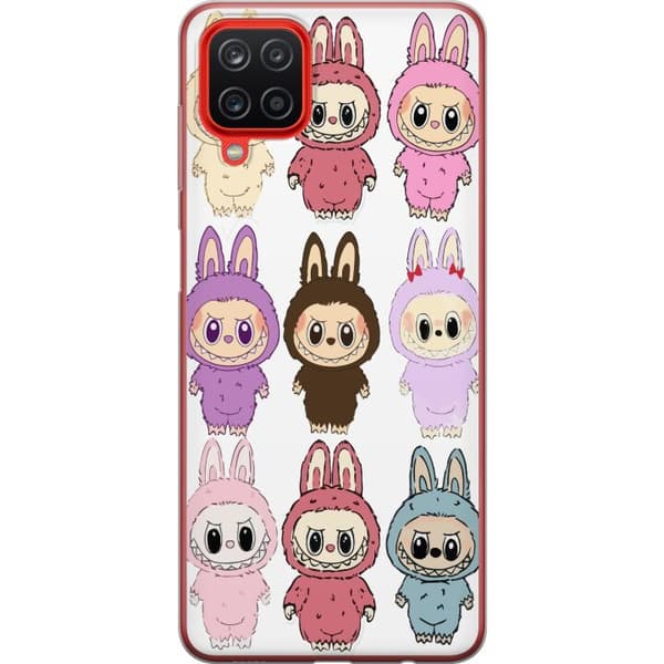 Samsung Galaxy A12 Gjennomsiktig deksel Labubu Pink Monster - Popkunst med Kawaii-touch