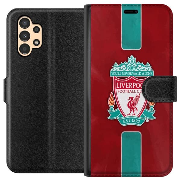 Samsung Galaxy A13 Lompakkokotelo Liverpool FC - Klassinen jalkapallourheilu Punaisena