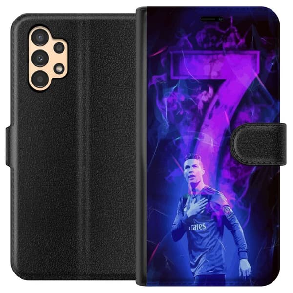 Samsung Galaxy A13 Lompakkokotelo Ronaldo 7 - Jalkapallolegenda Toiminnassa Fanien Puolesta
