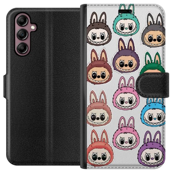 Samsung Galaxy A14 5G Lompakkokotelo Labubu Macaron Monster - Söpö Keräilyfiguuri Tyylillä