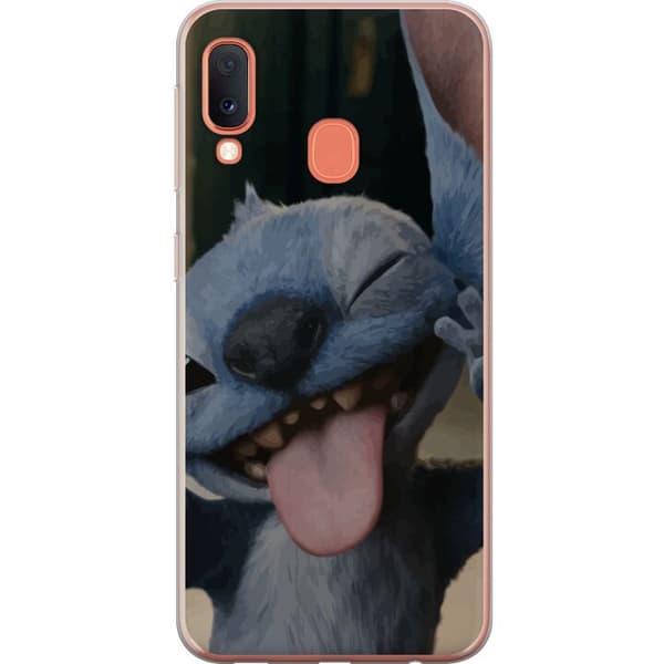 Samsung Galaxy A20e Gennemsigtig cover Stitch Sød Alien - Blå Favorit fra Ydre Rummet