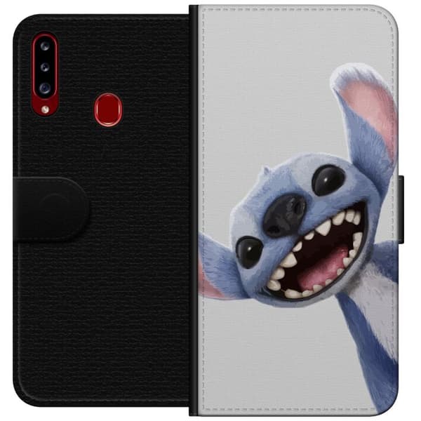 Samsung Galaxy A20s Lommeboketui Stitch i Fart - Kawaii Design for Fans & Barn