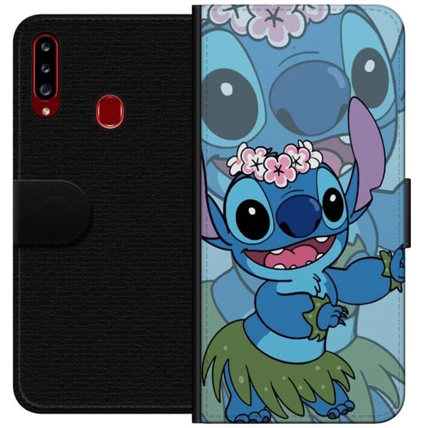 Samsung Galaxy A20s Lommeboketui Stitch under stjernene - Magisk Anime-stil