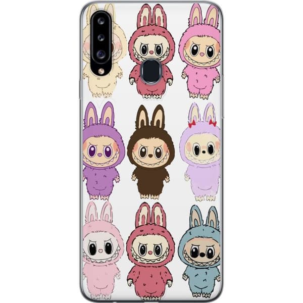 Samsung Galaxy A20s Gjennomsiktig deksel Labubu Pink Monster - Popkunst med Kawaii-touch