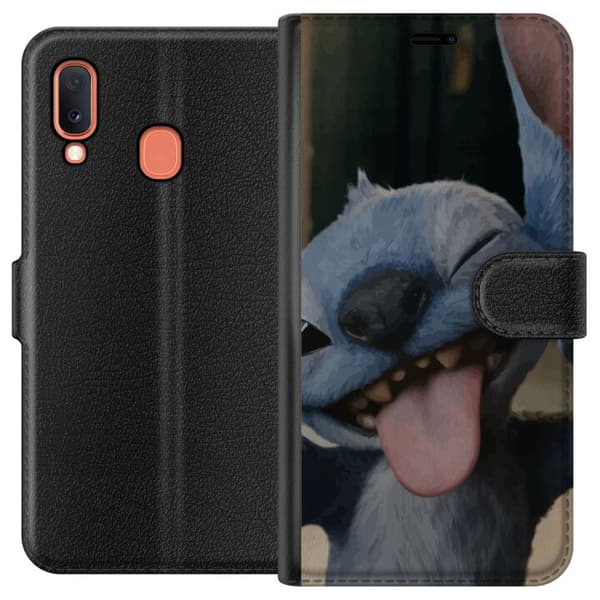 Samsung Galaxy A20e Tegnebogsetui Stitch Sød Alien - Blå Favorit fra Ydre Rummet