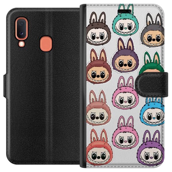 Samsung Galaxy A20e Lompakkokotelo Labubu Macaron Monster - Söpö Keräilyfiguuri Tyylillä