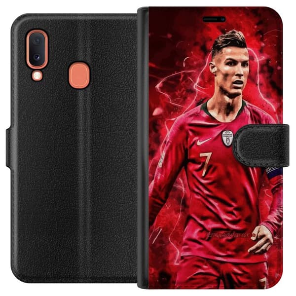 Samsung Galaxy A20e Lompakkokotelo Ronaldon Taidot - CR7 Suunnittelu Aidolle Kannattajalle