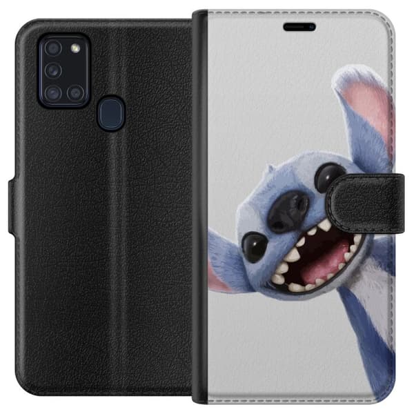 Samsung Galaxy A21s Lommeboketui Stitch i Fart - Kawaii Design for Fans & Barn