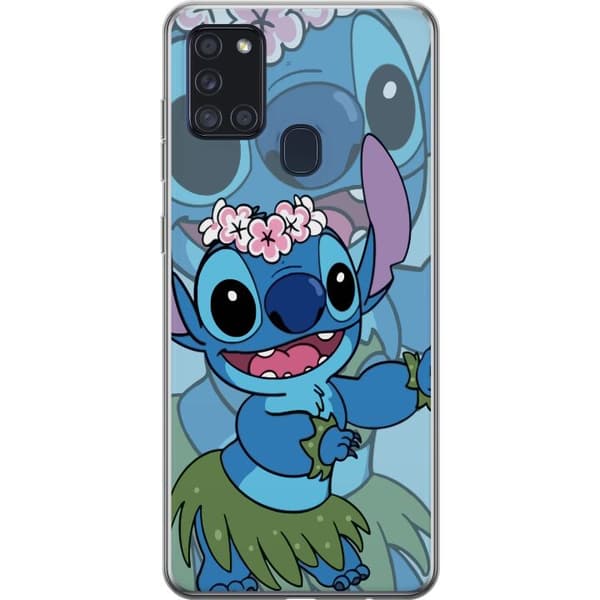 Samsung Galaxy A21s Läpinäkyvä kuori Stitch tähtien alla - Taianomainen Anime-tyyli