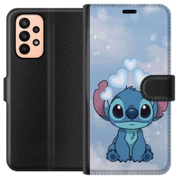Samsung Galaxy A23 Tegnebogsetui Stitch Hoppende Glæde - Sjovt Design til Gave