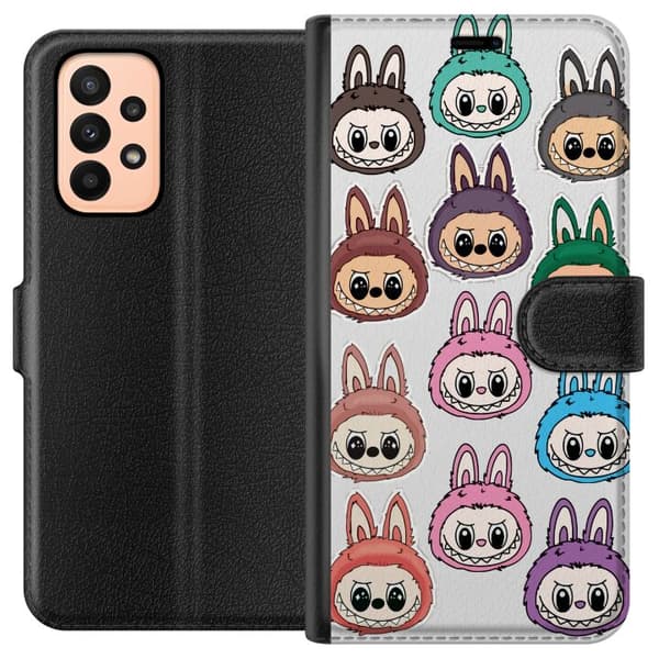 Samsung Galaxy A23 Tegnebogsetui Labubu Macaron Monster - Nuttet Samlefigur med Stil
