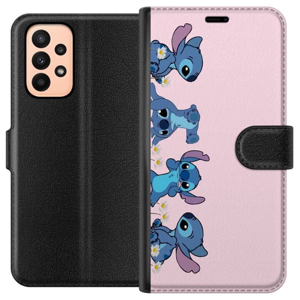 Samsung Galaxy A23 Plånboksfodral Stitch Skratt & Bus – Perfekt för Mobilskal eller Poster