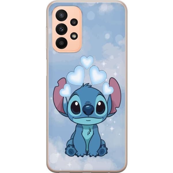 Samsung Galaxy A23 Gennemsigtig cover Stitch Hoppende Glæde - Sjovt Design til Gave