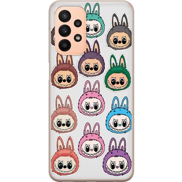 Samsung Galaxy A23 Gennemsigtig cover Labubu Macaron Monster - Nuttet Samlefigur med Stil