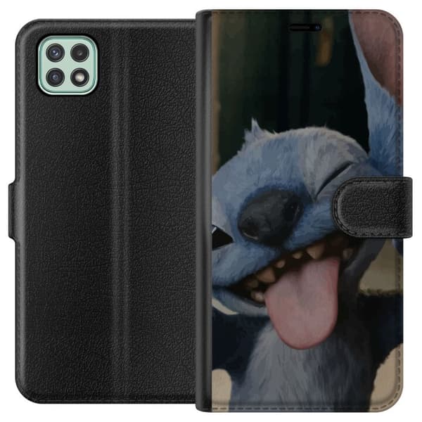 Samsung Galaxy A22 5G Lompakkokotelo Stitch Söpö Alien - Sininen Suosikki Ulkoavaruudesta