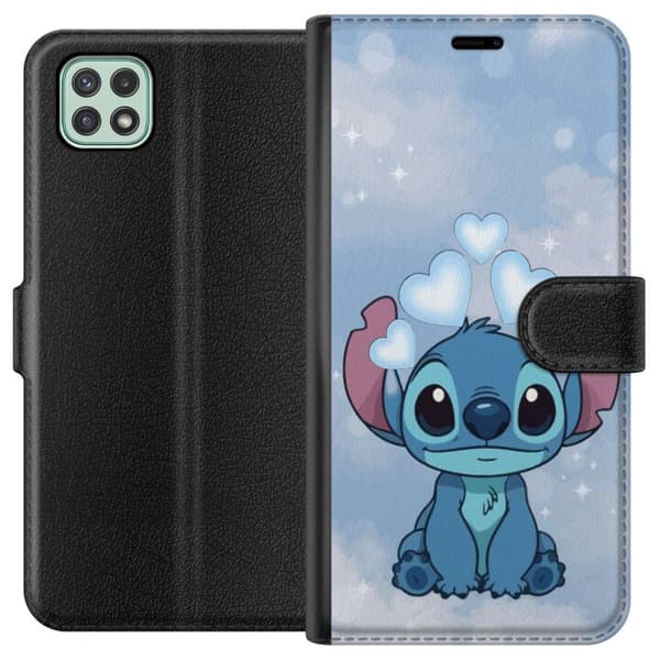 Samsung Galaxy A22 5G Lompakkokotelo Stitch Hyppäävä Ilo - Hauska Suunnittelu Lahjalle