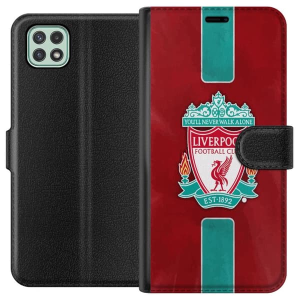 Samsung Galaxy A22 5G Lompakkokotelo Liverpool FC - Klassinen jalkapallourheilu Punaisena