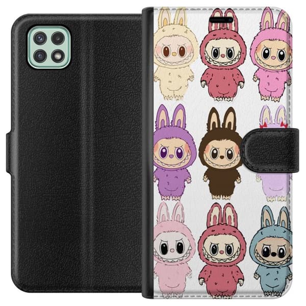 Samsung Galaxy A22 5G Tegnebogsetui Labubu Pink Monster - Popkunst med Kawaii-touch