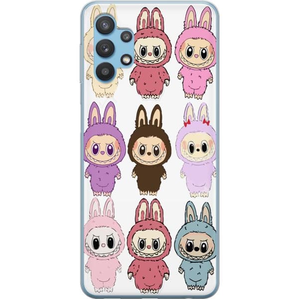 Samsung Galaxy A32 5G Gennemsigtig cover Labubu Pink Monster - Popkunst med Kawaii-touch
