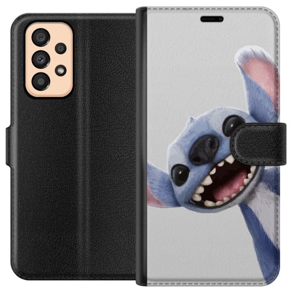 Samsung Galaxy A33 5G Lompakkokotelo Stitch liikkeessä - Kawaii-suunnittelu faneille ja lapsille