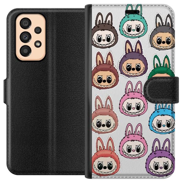 Samsung Galaxy A33 5G Tegnebogsetui Labubu Macaron Monster - Nuttet Samlefigur med Stil