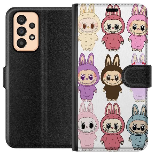 Samsung Galaxy A33 5G Tegnebogsetui Labubu Pink Monster - Popkunst med Kawaii-touch