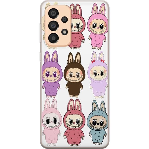 Samsung Galaxy A33 5G Gennemsigtig cover Labubu Pink Monster - Popkunst med Kawaii-touch