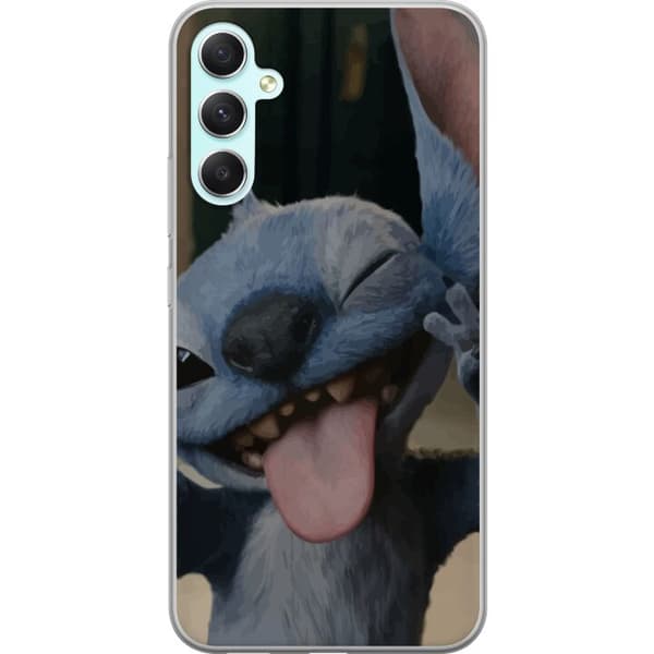 Samsung Galaxy A34 Läpinäkyvä kuori Stitch Söpö Alien - Sininen Suosikki Ulkoavaruudesta