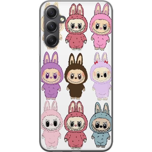 Samsung Galaxy A35 Genomskinligt Skal Labubu Pink Monster – Popkonst med Kawaii-touch