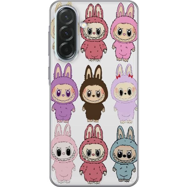 Samsung Galaxy A36 Gjennomsiktig deksel Labubu Pink Monster - Popkunst med Kawaii-touch