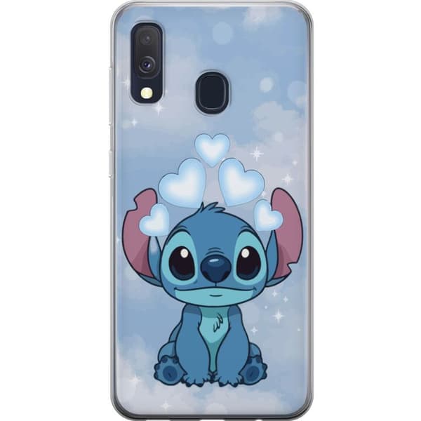 Samsung Galaxy A40 Gennemsigtig cover Stitch Hoppende Glæde - Sjovt Design til Gave