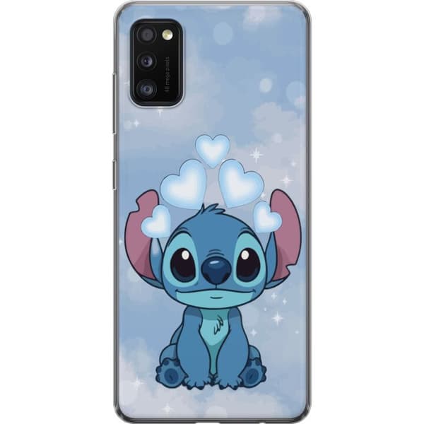 Samsung Galaxy A41 Genomskinligt Skal Stitch Hoppande Glädje – Rolig Design för Present