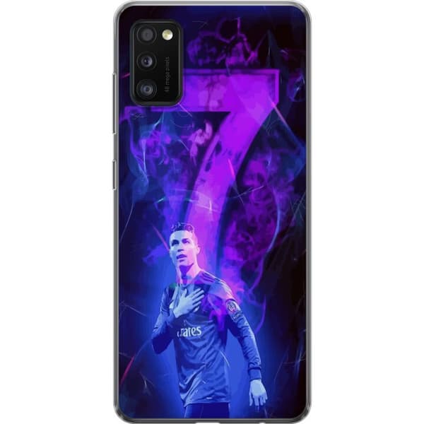 Samsung Galaxy A41 Läpinäkyvä kuori Ronaldo 7 - Jalkapallolegenda Toiminnassa Fanien Puolesta