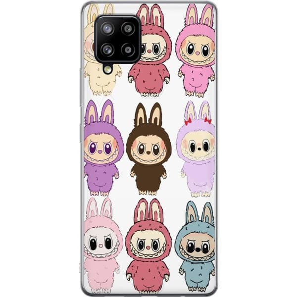 Samsung Galaxy A42 5G Gennemsigtig cover Labubu Pink Monster - Popkunst med Kawaii-touch