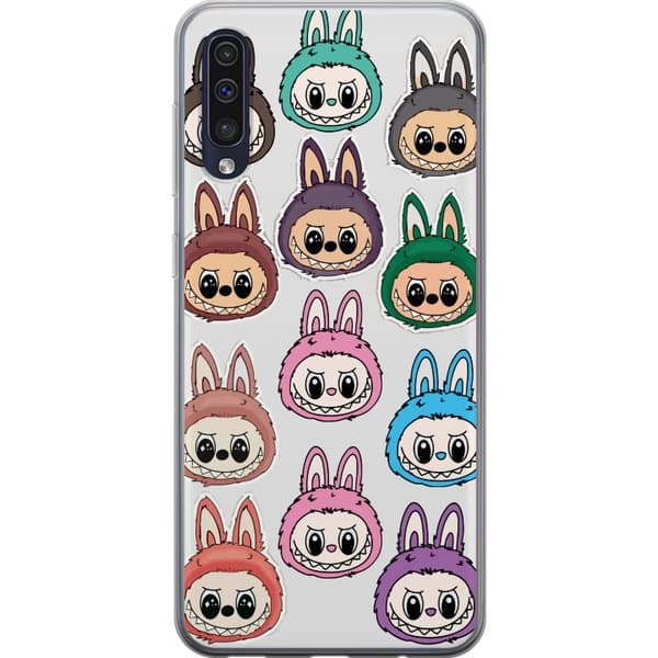 Samsung Galaxy A50 Gennemsigtig cover Labubu Macaron Monster - Nuttet Samlefigur med Stil