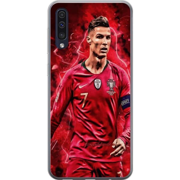 Samsung Galaxy A50 Läpinäkyvä kuori Ronaldon Taidot - CR7 Suunnittelu Aidolle Kannattajalle