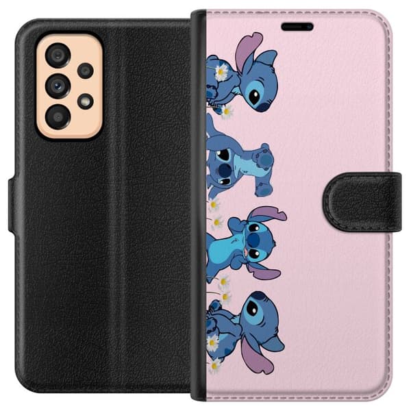 Samsung Galaxy A53 5G Plånboksfodral Stitch Skratt & Bus – Perfekt för Mobilskal eller Poster