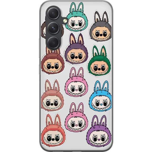Samsung Galaxy A55 Gennemsigtig cover Labubu Macaron Monster - Nuttet Samlefigur med Stil
