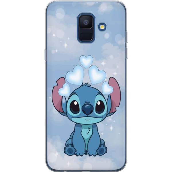 Samsung Galaxy A6 (2018) Gennemsigtig cover Stitch Hoppende Glæde - Sjovt Design til Gave