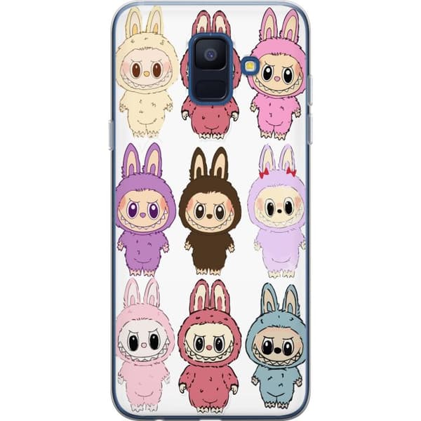 Samsung Galaxy A6 (2018) Gennemsigtig cover Labubu Pink Monster - Popkunst med Kawaii-touch