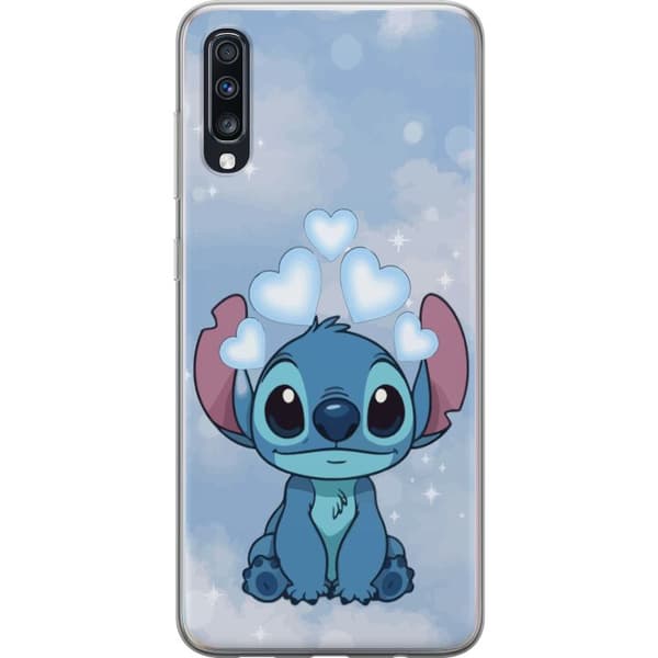 Samsung Galaxy A70 Genomskinligt Skal Stitch Hoppande Glädje – Rolig Design för Present