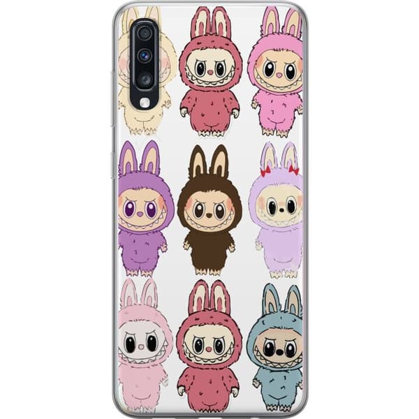 Samsung Galaxy A70 Gjennomsiktig deksel Labubu Pink Monster - Popkunst med Kawaii-touch